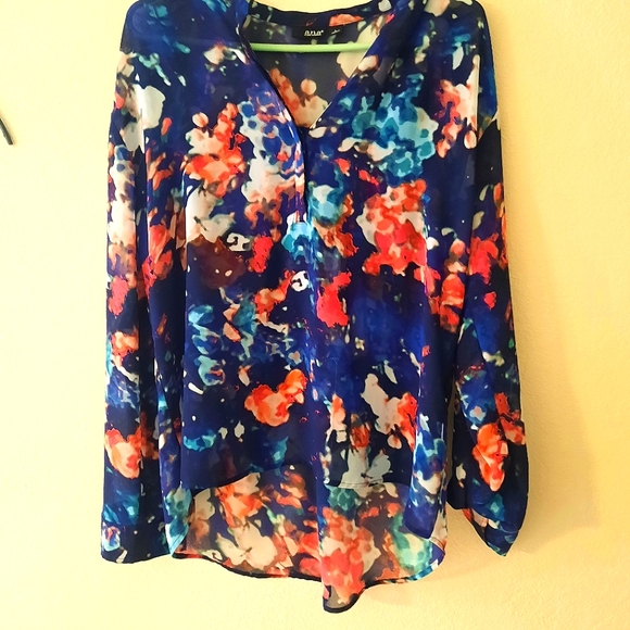 Colorful Sheer top Size L Ana  *BOGO* - Picture 1 of 7